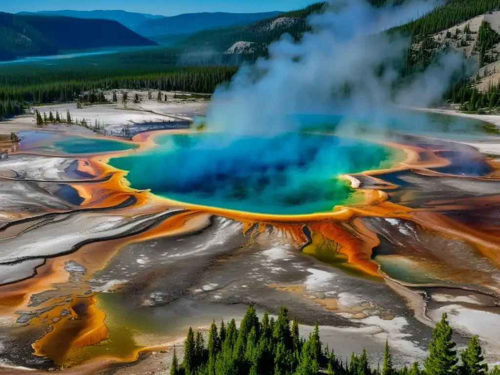 Vista impresionante del icónico Gran Prismatic Spring en Yellowstone: geoturismo en Yellowstone, explorando ecosistemas únicos