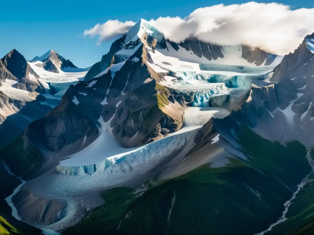 Vista impresionante de montañas glaciares con consecuencias del derretimiento en ecosistemas de montaña