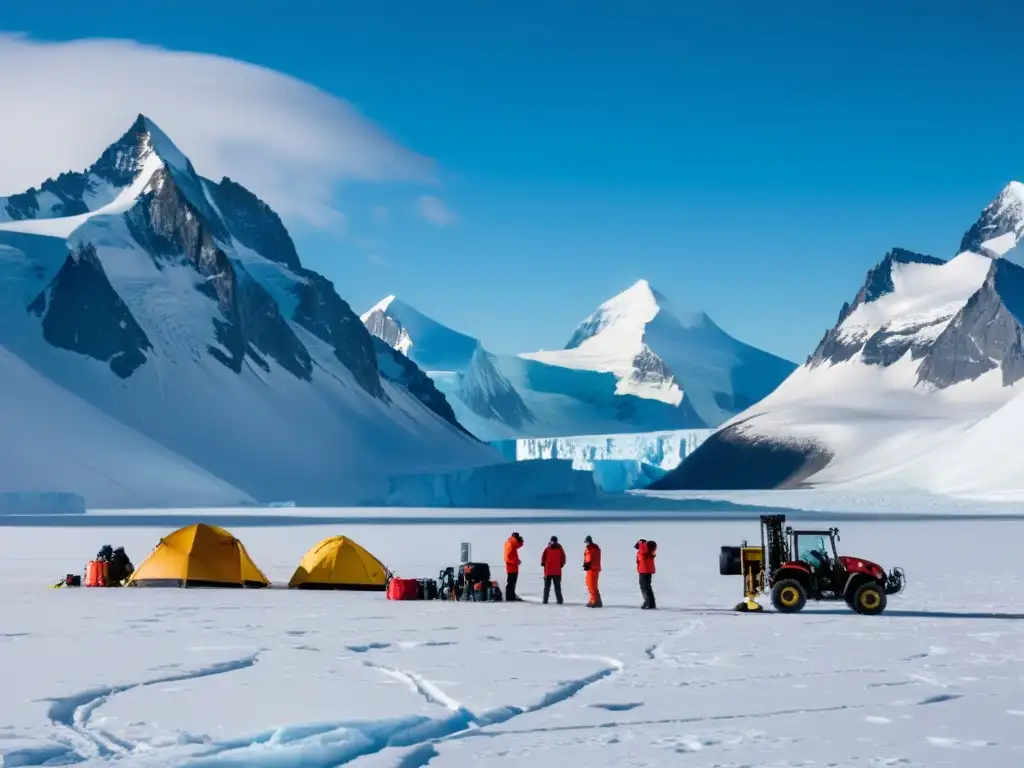 Vista impresionante de un paisaje polar helado con glaciares imponentes y montañas nevadas