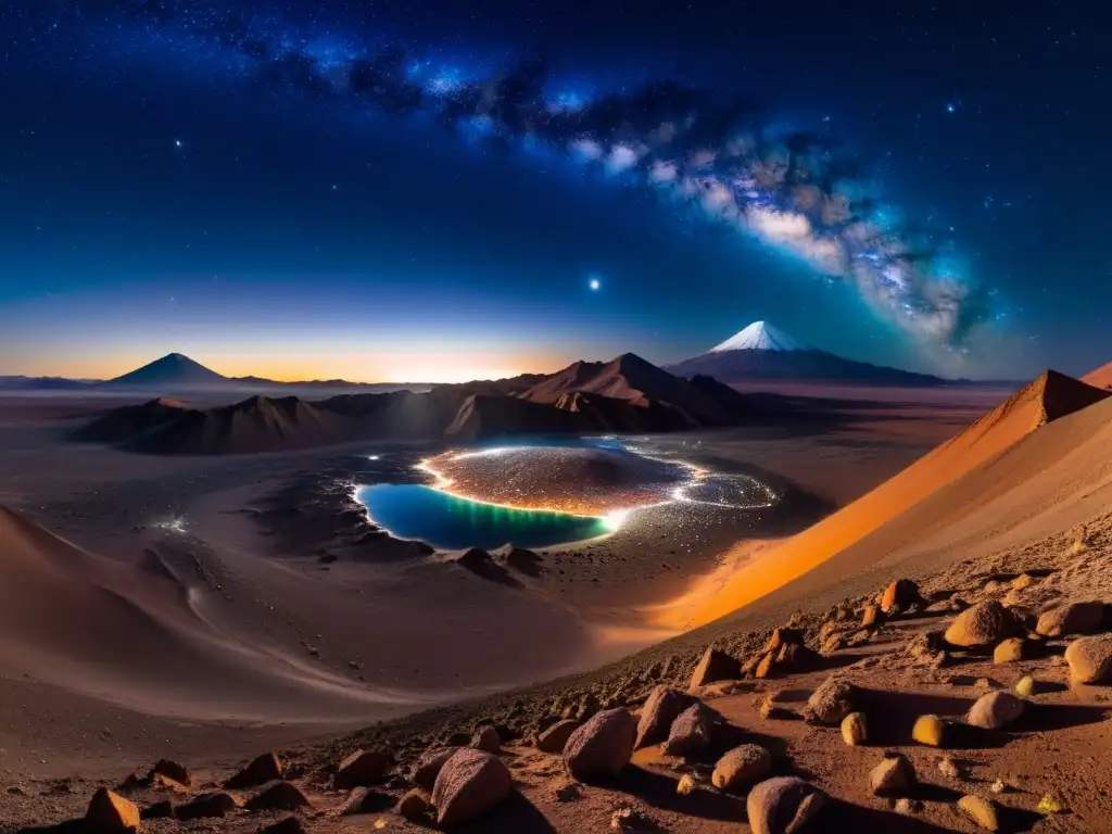 Vista panorámica del desierto de Atacama bajo un cielo estrellado, ideal para astroecoturismo