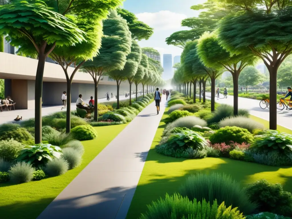 Vital corredor verde en la ciudad, armonía entre naturaleza y urbanización