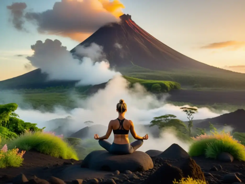 Yoga en el paisaje volcánico: conexión espiritual en la naturaleza Práctica de yoga en ecosistemas volcánicos, efectos del yoga en la conexión con la naturaleza y la espiritualidad